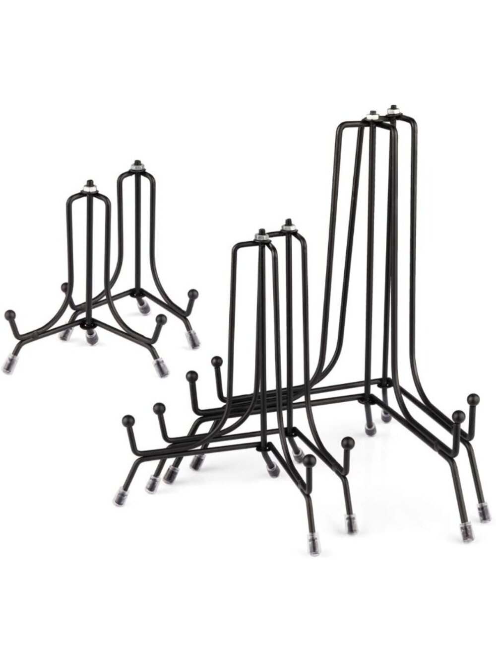 6 Pack Anti-Slip Plate Stands - 4, 6, 8 Inch Black Iron Easel Holders for Photos